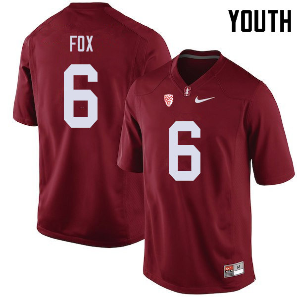 Youth #6 Andres Fox Stanford Cardinal College Football Jerseys Sale-Cardinal - Click Image to Close